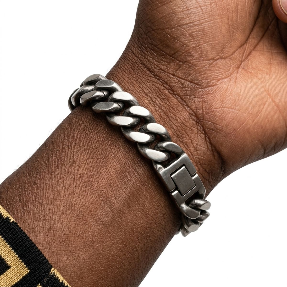 Men's 4DC 12mm Antique Stainless Steel Bracelet