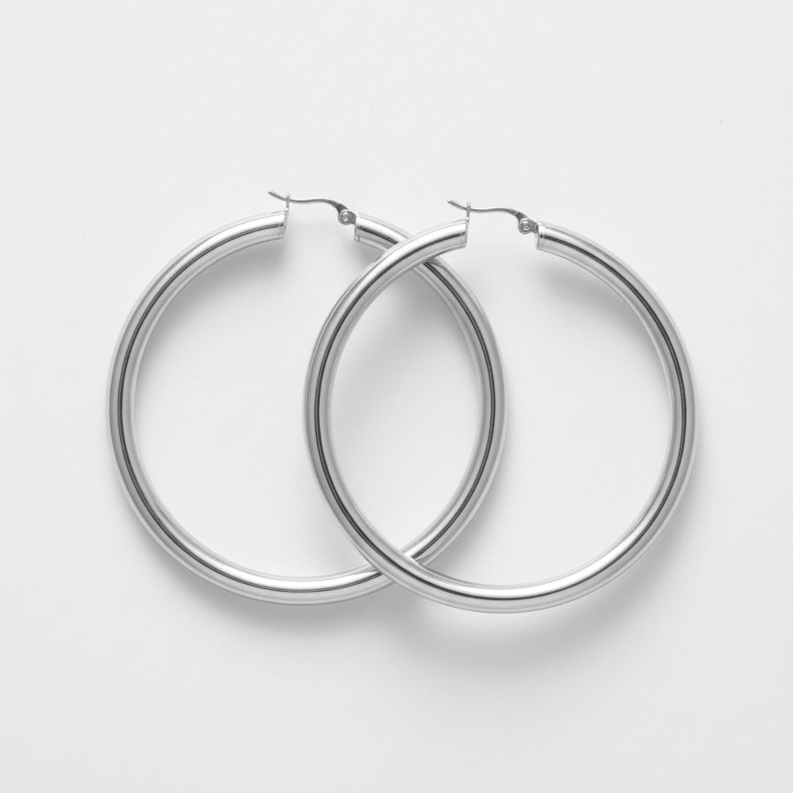 Hoop Silver Steel Hollow 70mm Thick Earrings