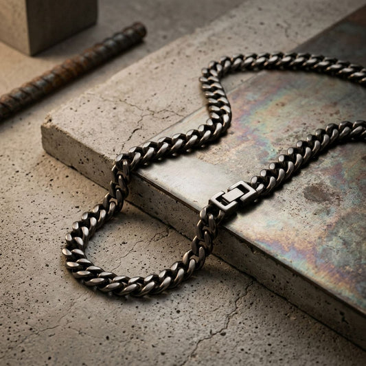Men's 24in 4DC 12mm Antique Stainless Steel Chain