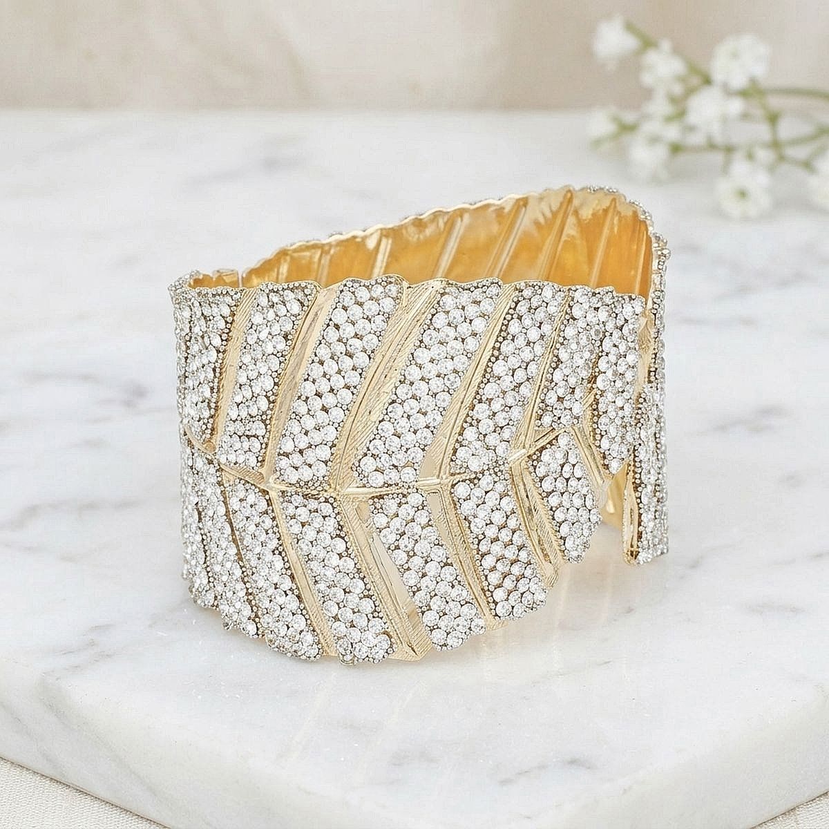 Cuff Garden Chic Encrusted Gold Leaf Bracelet