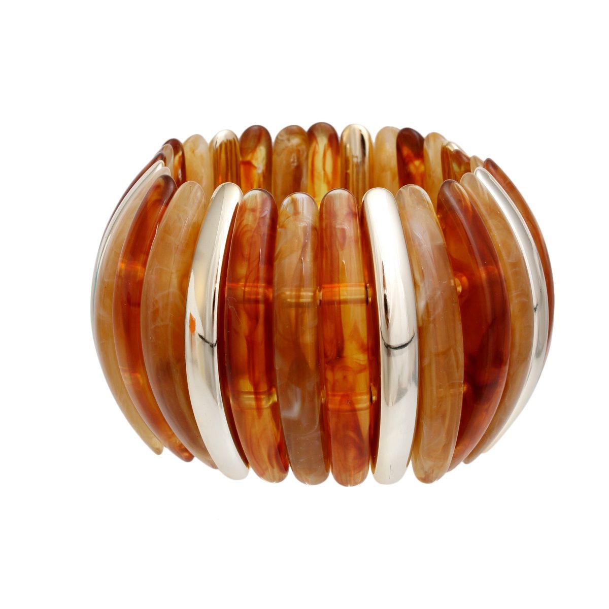Bangle Marbled Rich Brown Stretch Wide Bracelet