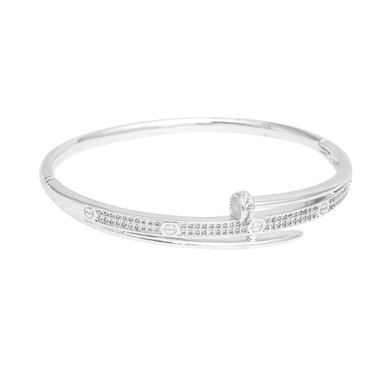 Bangle Sleek Iconic Love Luxe Pave Silver Bracelet