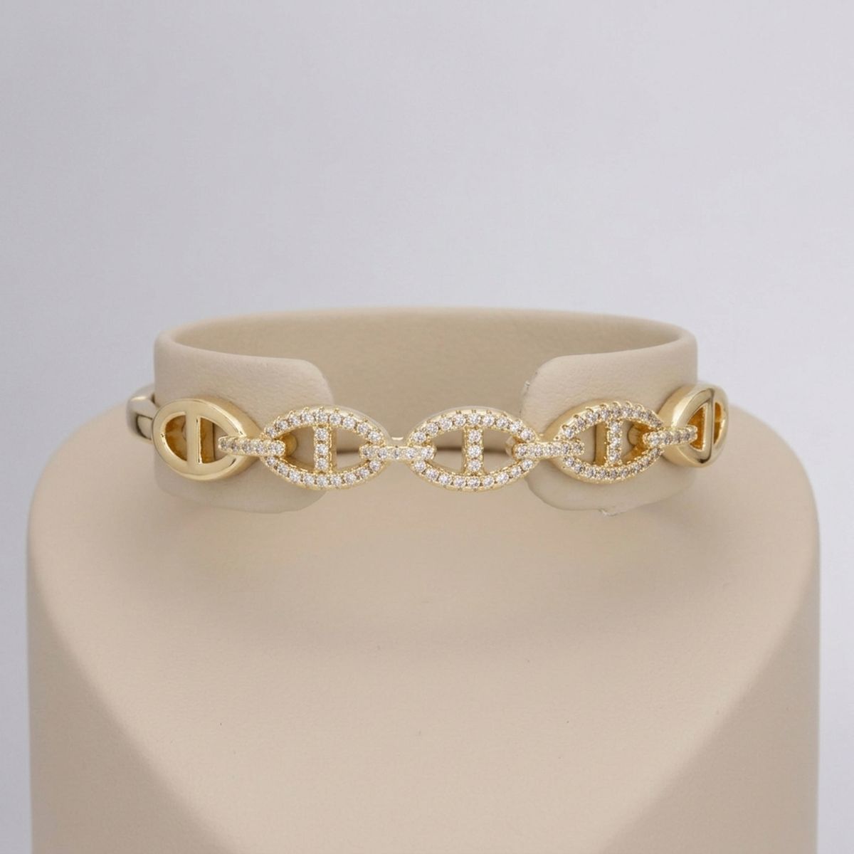 Bangle Sleek Gold Anchor Chain CZ Bracelet