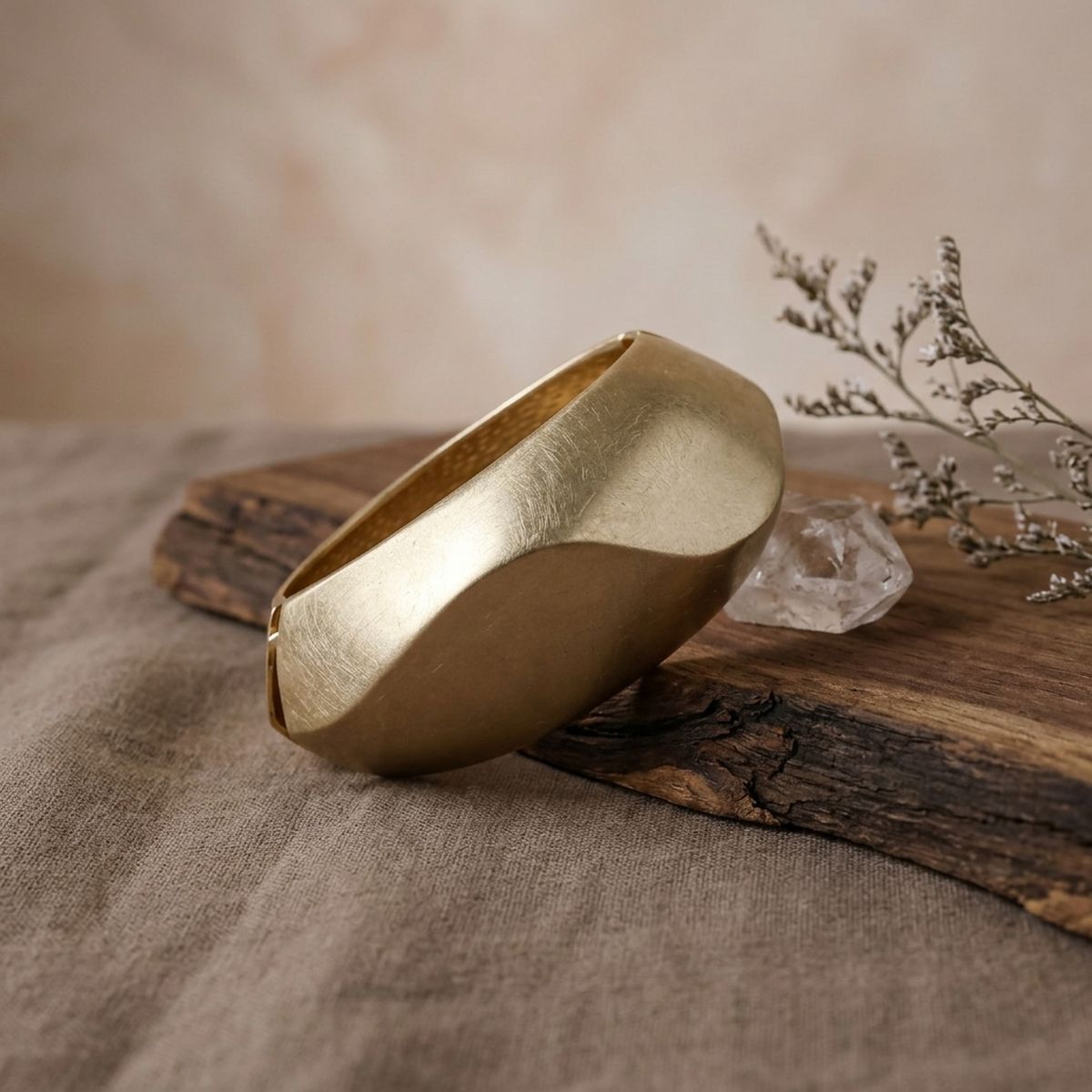 Bangle Matte Gold Chunky Sculptural Bracelet