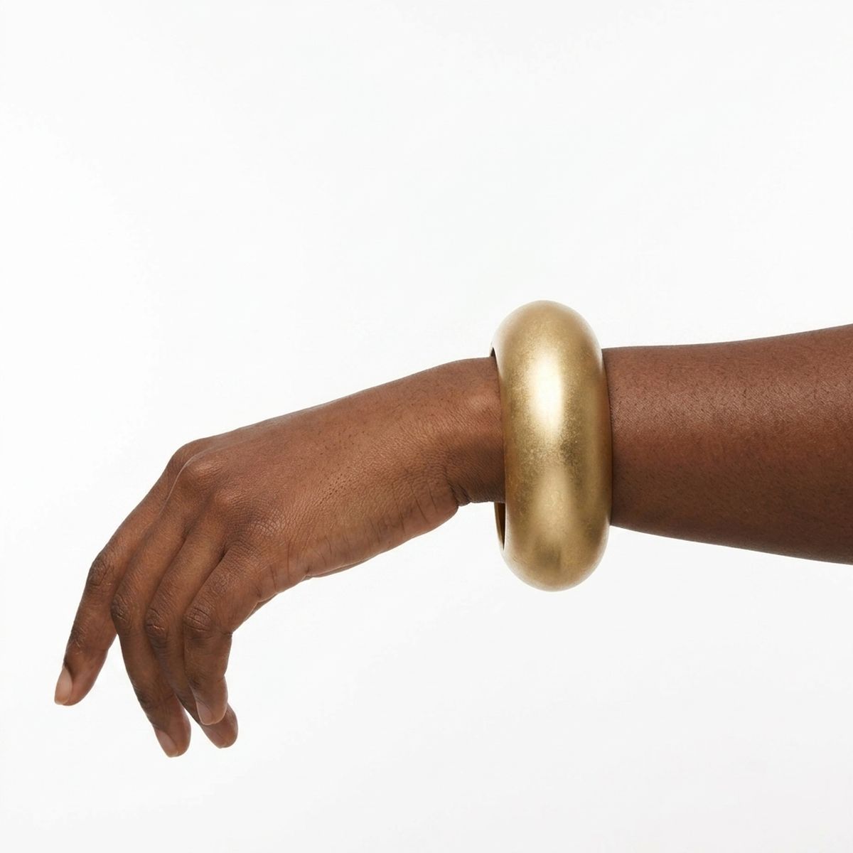 Bangle Matte Gold Metal Sculpted Sleek Bracelet