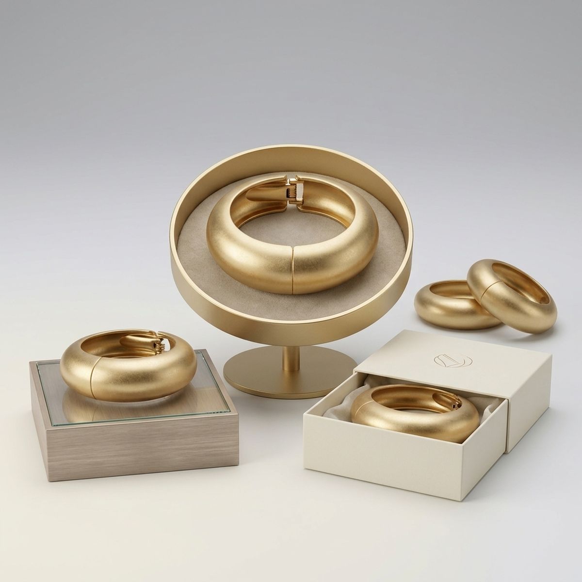 Bangle Matte Gold Metal Sculpted Sleek Bracelet