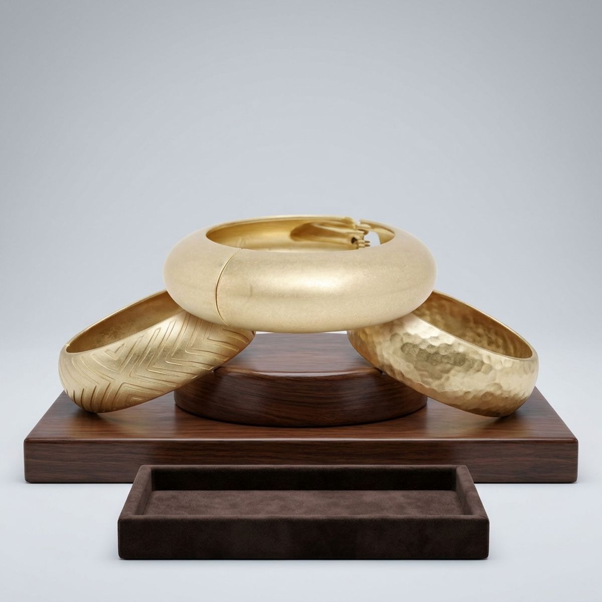 Bangle Matte Gold Metal Sculpted Sleek Bracelet
