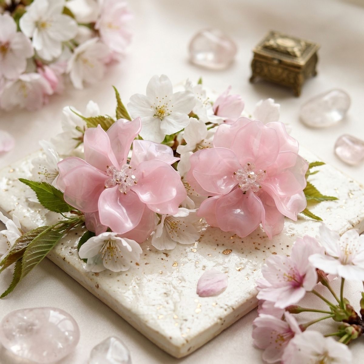 Oversized Light Pink Acrylic Flower Stud Earrings