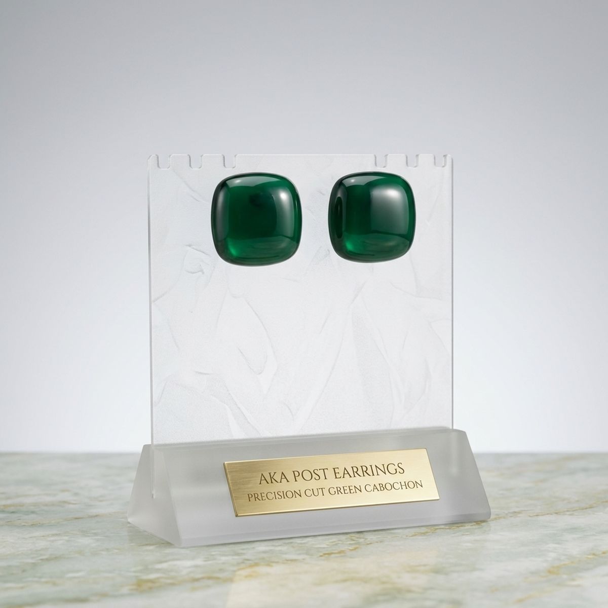 Chunky Green Translucent Square Stud Earrings