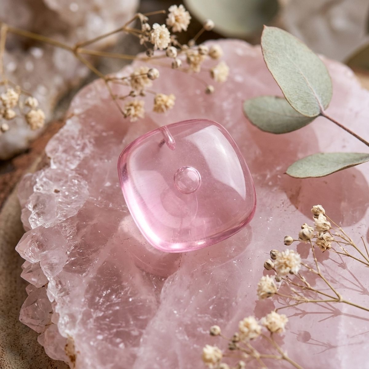 Chunky Pink Translucent Square Stud Earrings