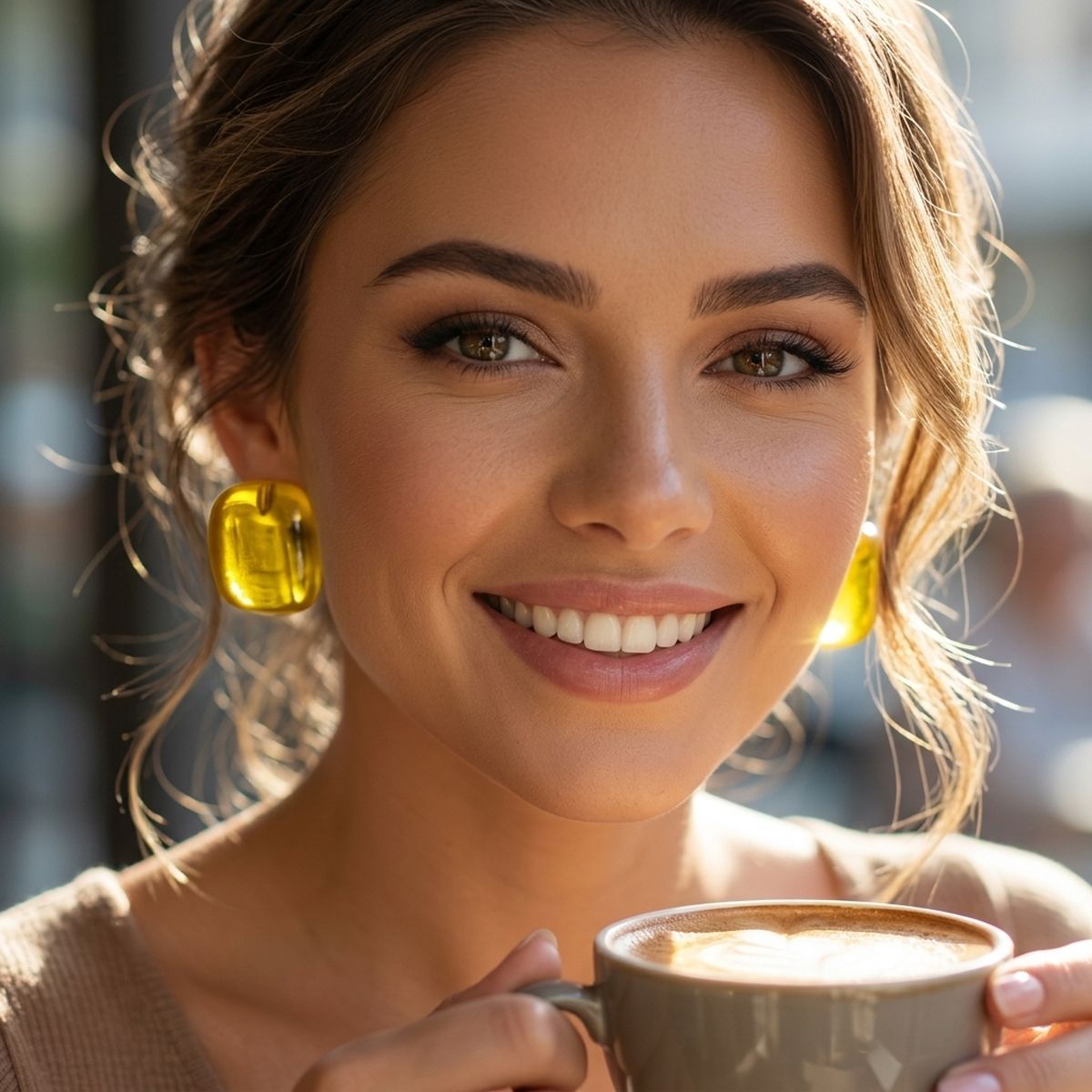 Chunky Yellow Translucent Square Stud Earrings