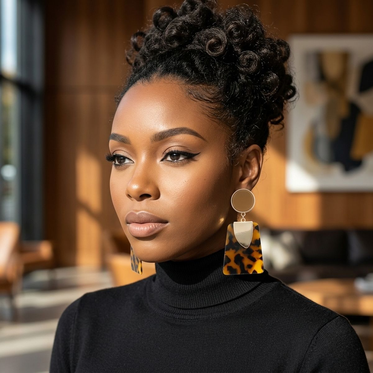 Drop Leopard Brown Trendy Trapezoid Earrings