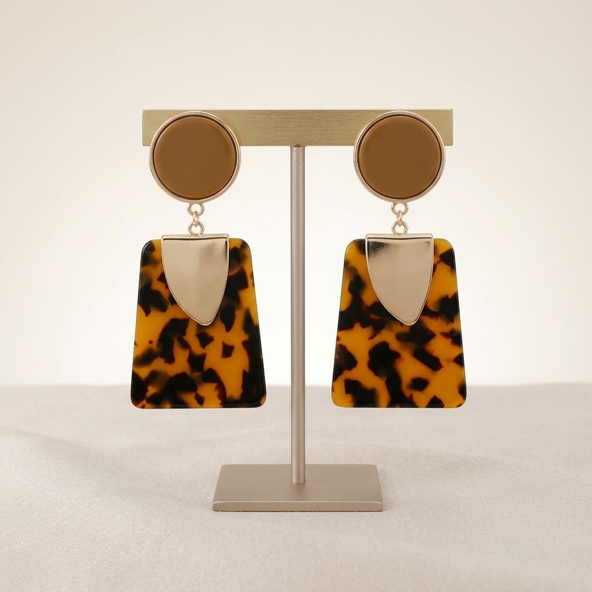 Drop Leopard Brown Trendy Trapezoid Earrings