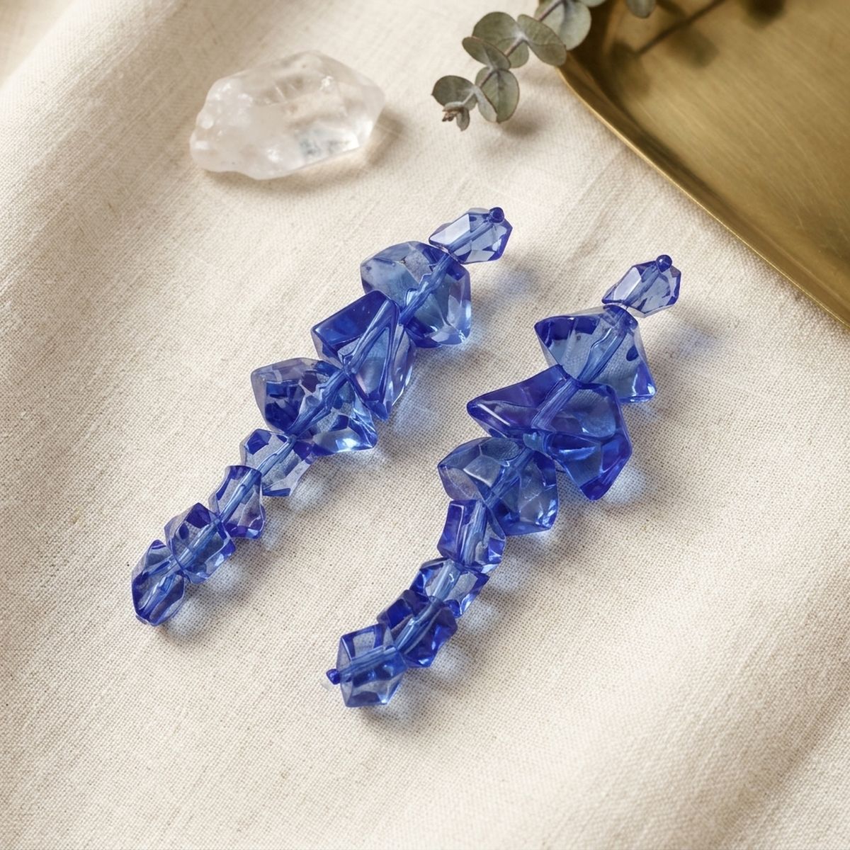 Translucent Blue Acrylic Rock Candy Drop Earrings