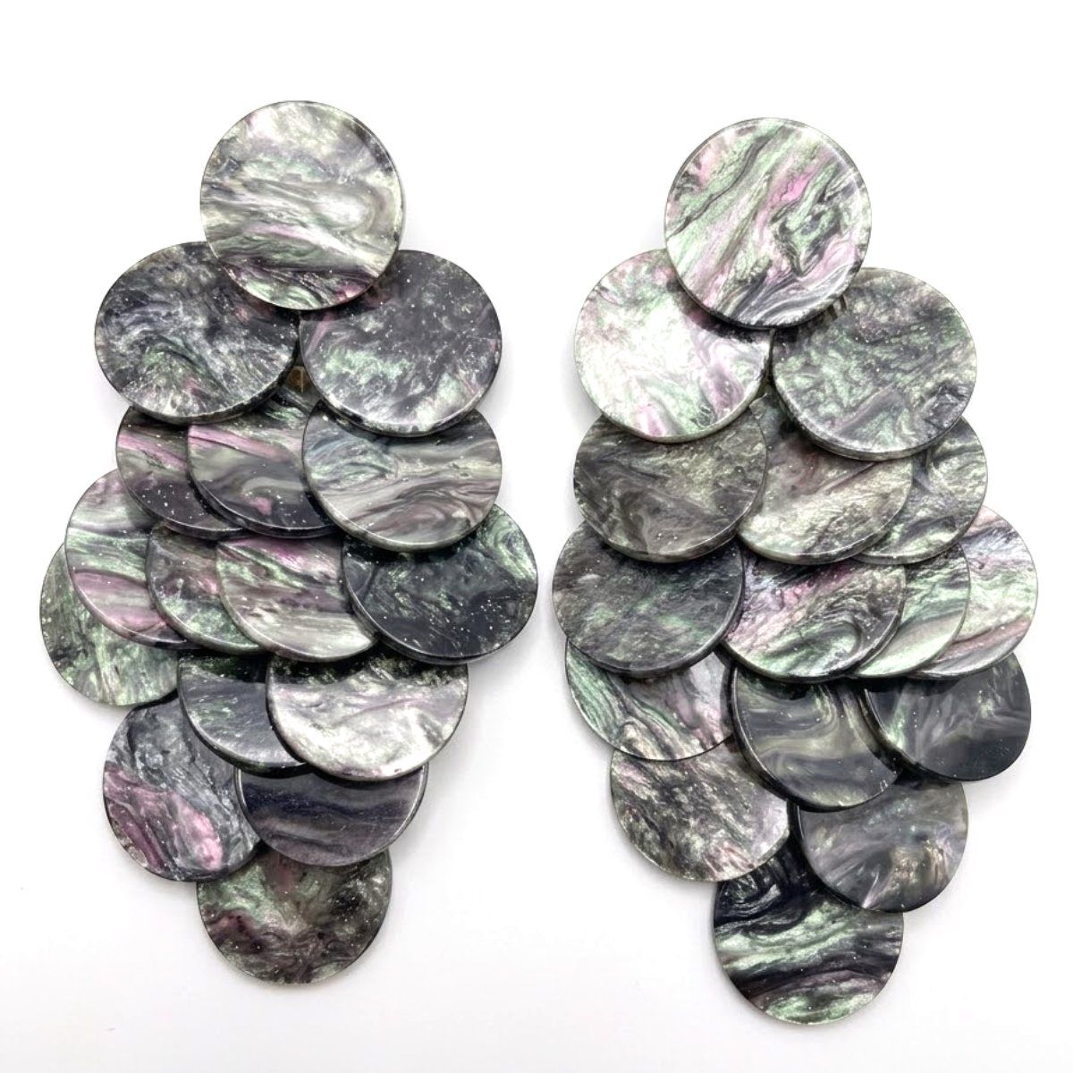Multicolor Cascading Disc Chandelier Drop Earrings