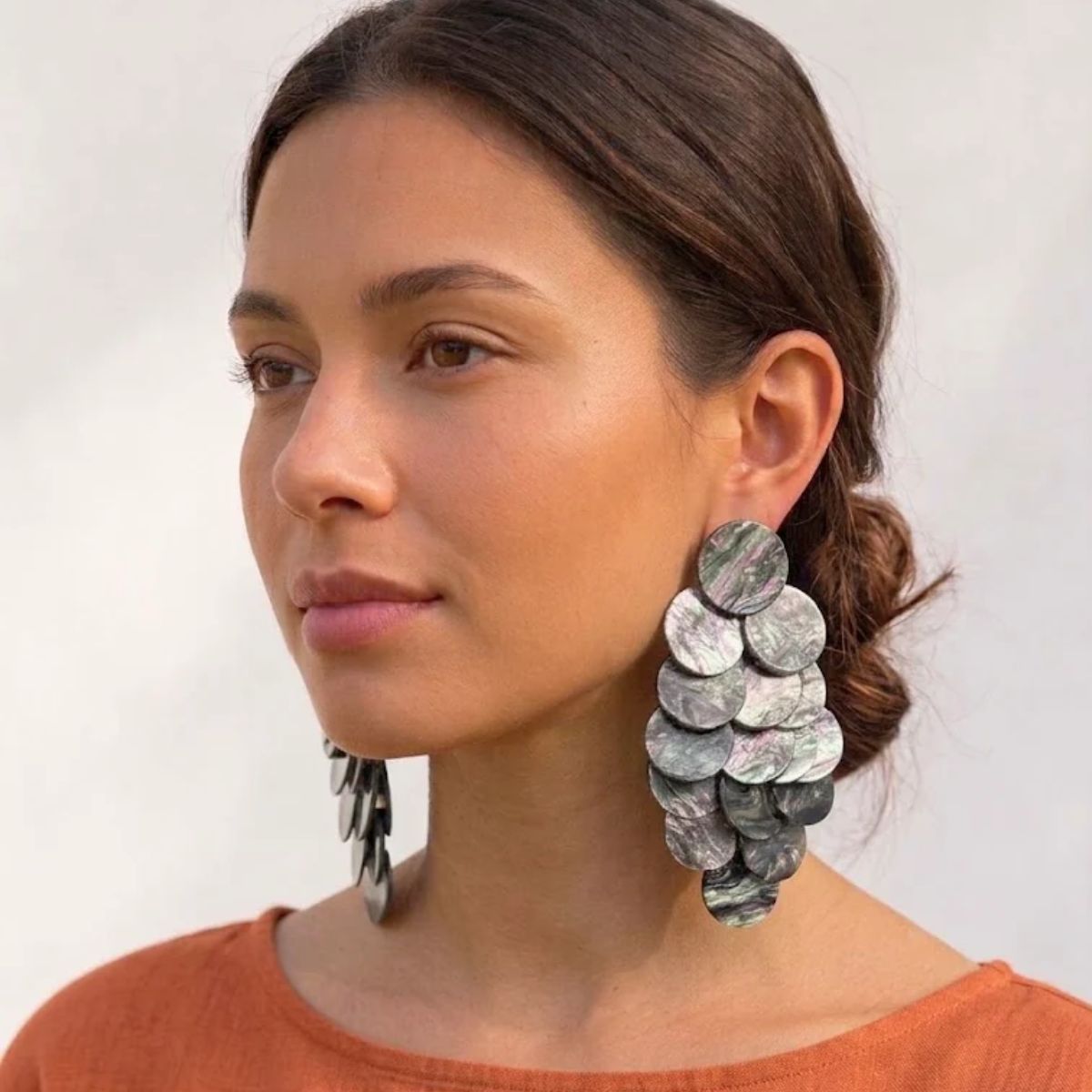 Multicolor Cascading Disc Chandelier Drop Earrings