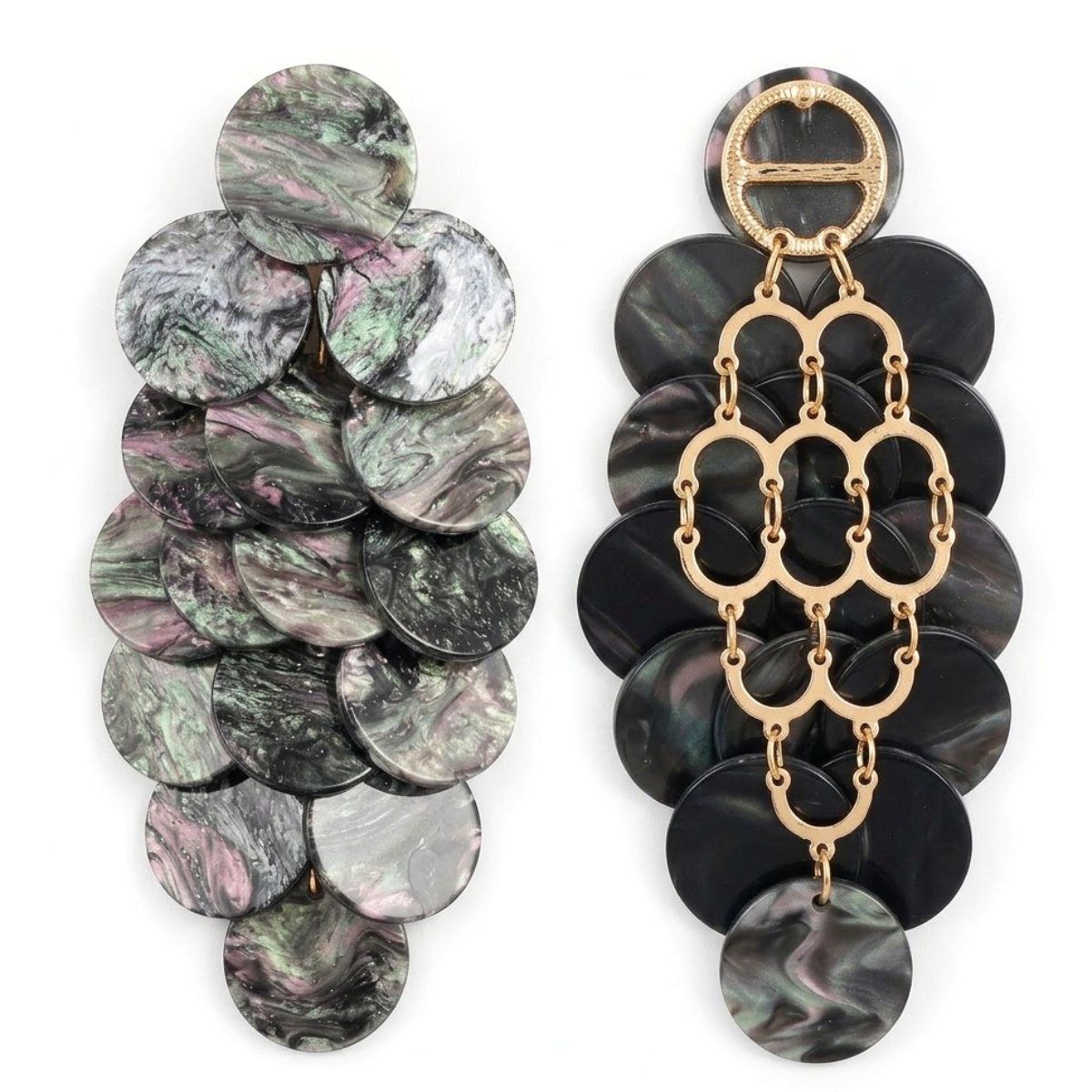 Multicolor Cascading Disc Chandelier Drop Earrings