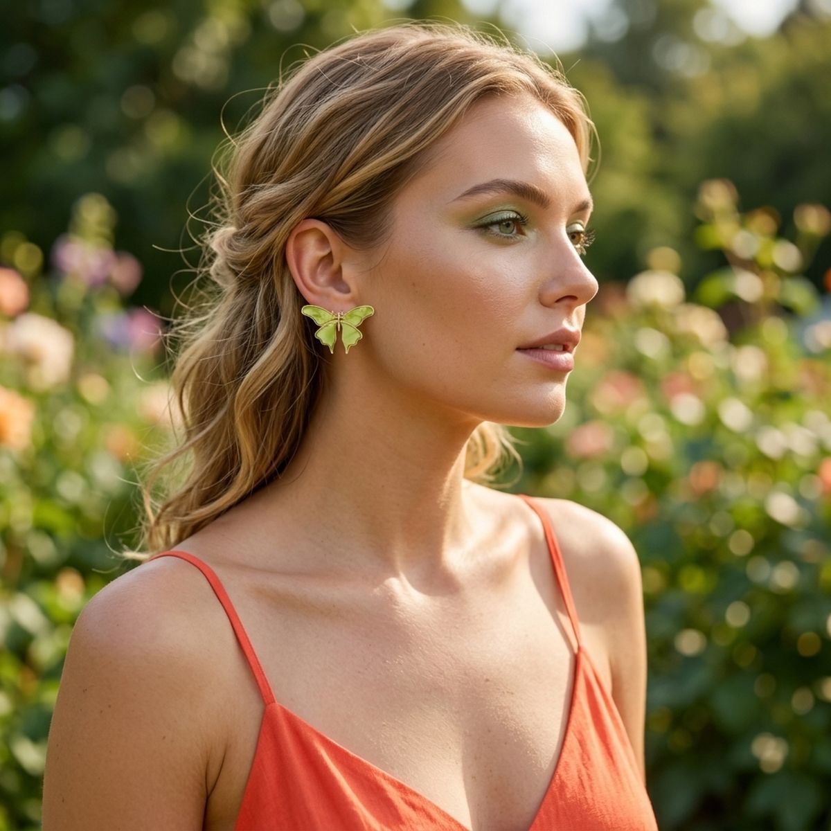 Stud Green Winged Butterfly Free Spirit Earrings
