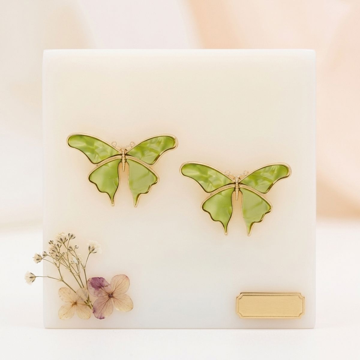 Stud Green Winged Butterfly Free Spirit Earrings