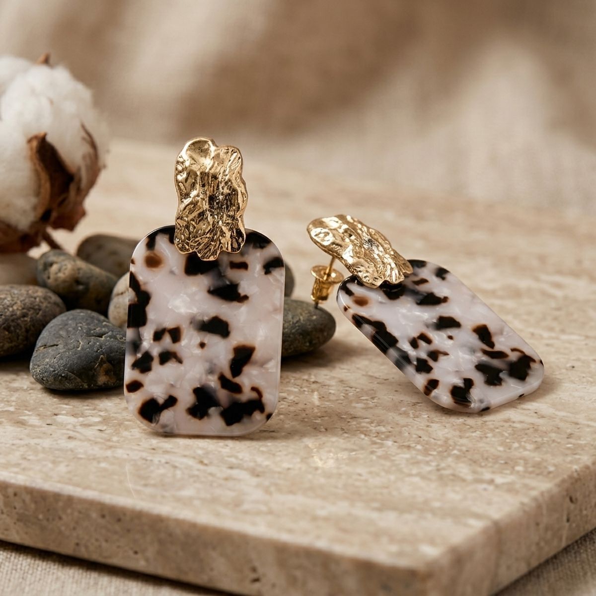 Drop Oversized Leopard Shell Opulent Earrings