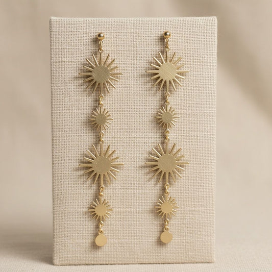 Dangle Golden Sunburst Celestial Earrings
