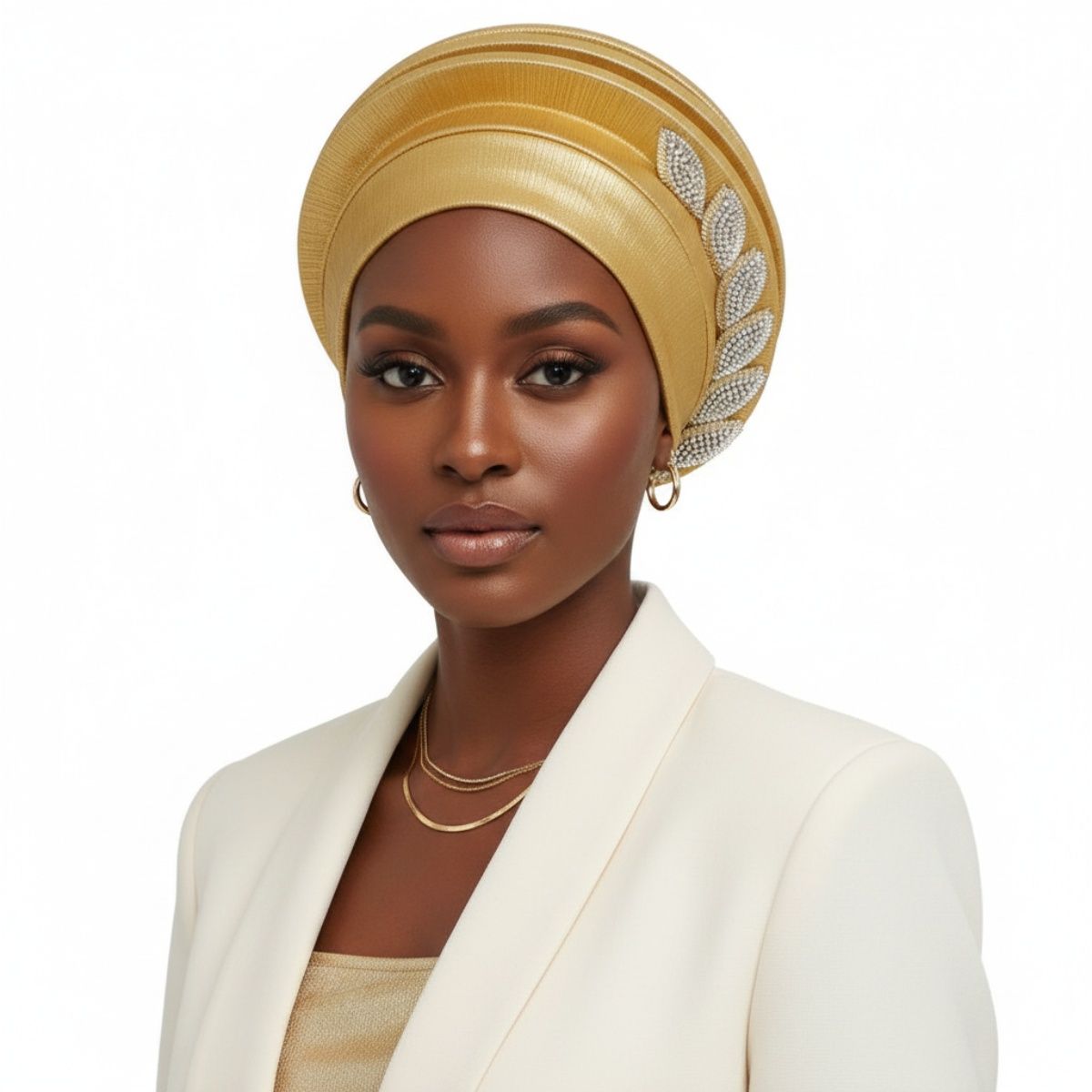 Fascinator Formal Gold Dazzling Structured Turban