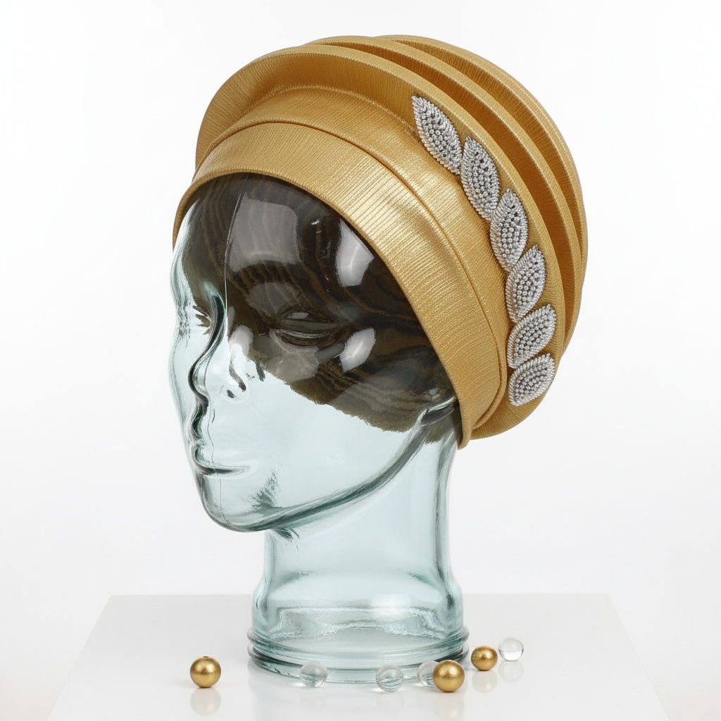 Fascinator Formal Gold Dazzling Structured Turban