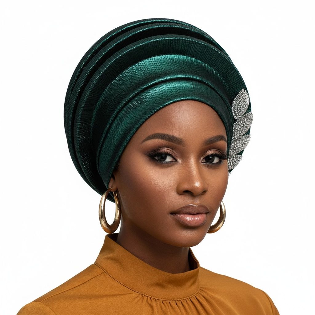 Fascinator Formal Green Dazzling Structured Turban