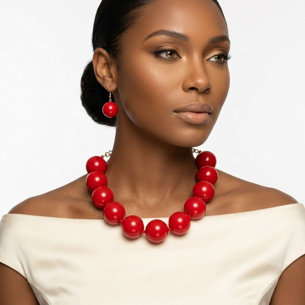 Mod Style Candy Red Chunky Bead Necklace