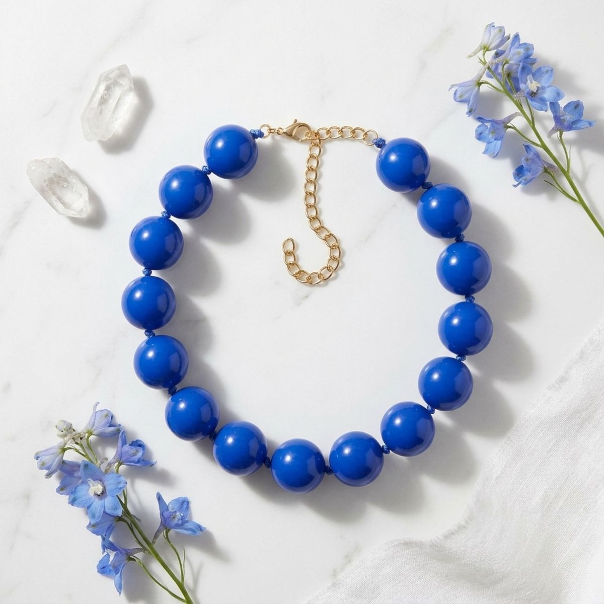 Mod Style Royal Blue Chunky Bead Necklace