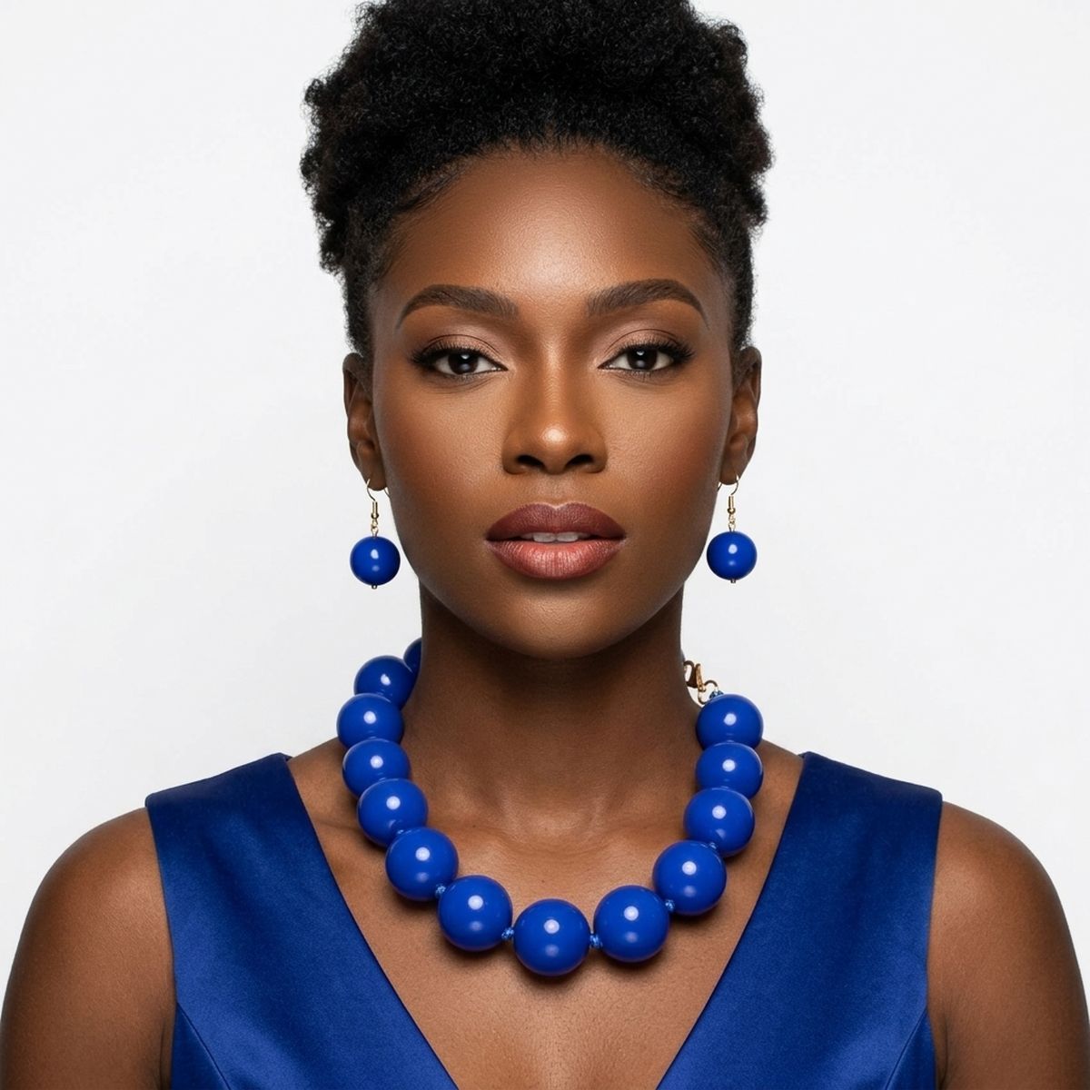 Mod Style Royal Blue Chunky Bead Necklace