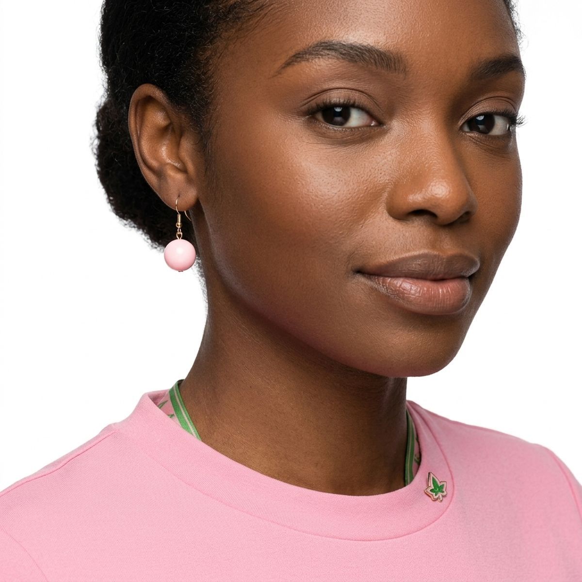 Mod Style Two Tone Pink Green Chunky Bead Necklace
