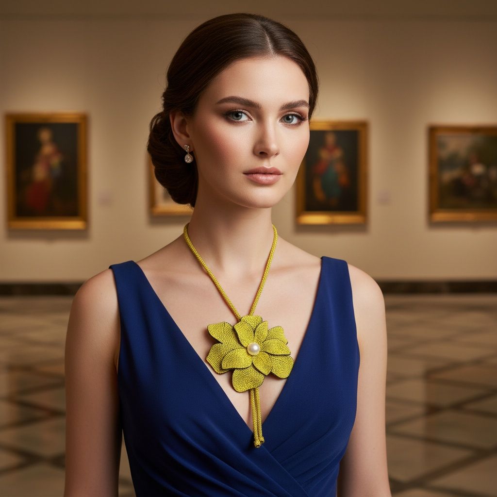 Long Y Brilliant Yellow Blooming Flower Necklace