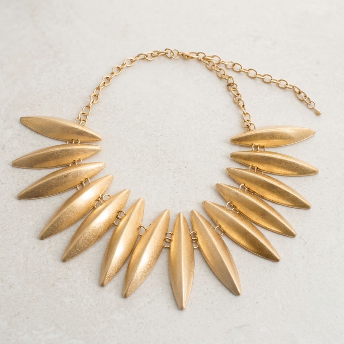 Egyptian Collar Matte Gold Fanned Necklace