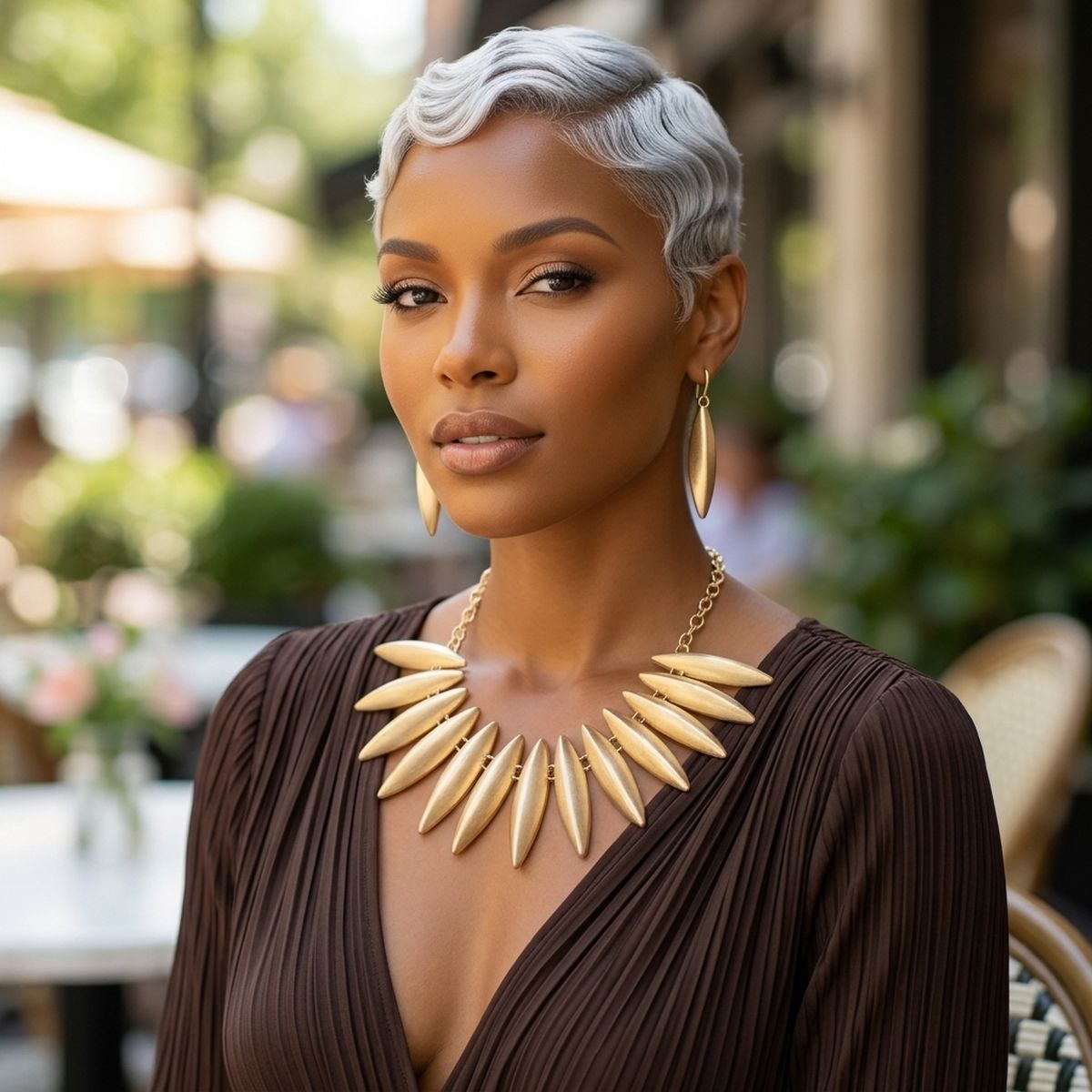 Egyptian Collar Matte Gold Fanned Necklace