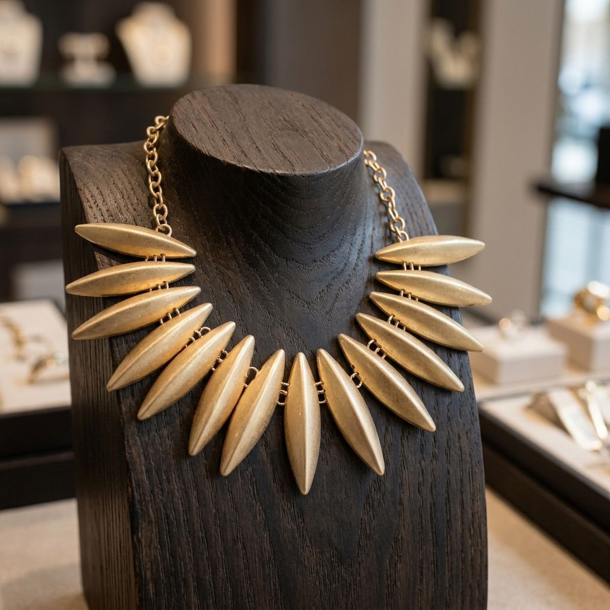 Egyptian Collar Matte Gold Fanned Necklace