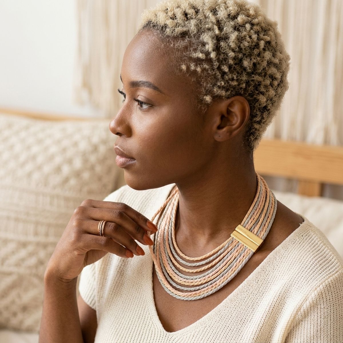 Mixed Metal Layered Magnetic Rope Chain Necklace