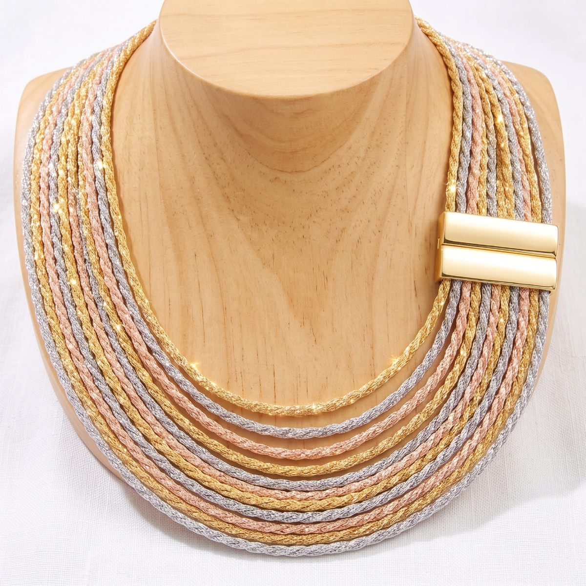 Mixed Metal Layered Magnetic Rope Chain Necklace