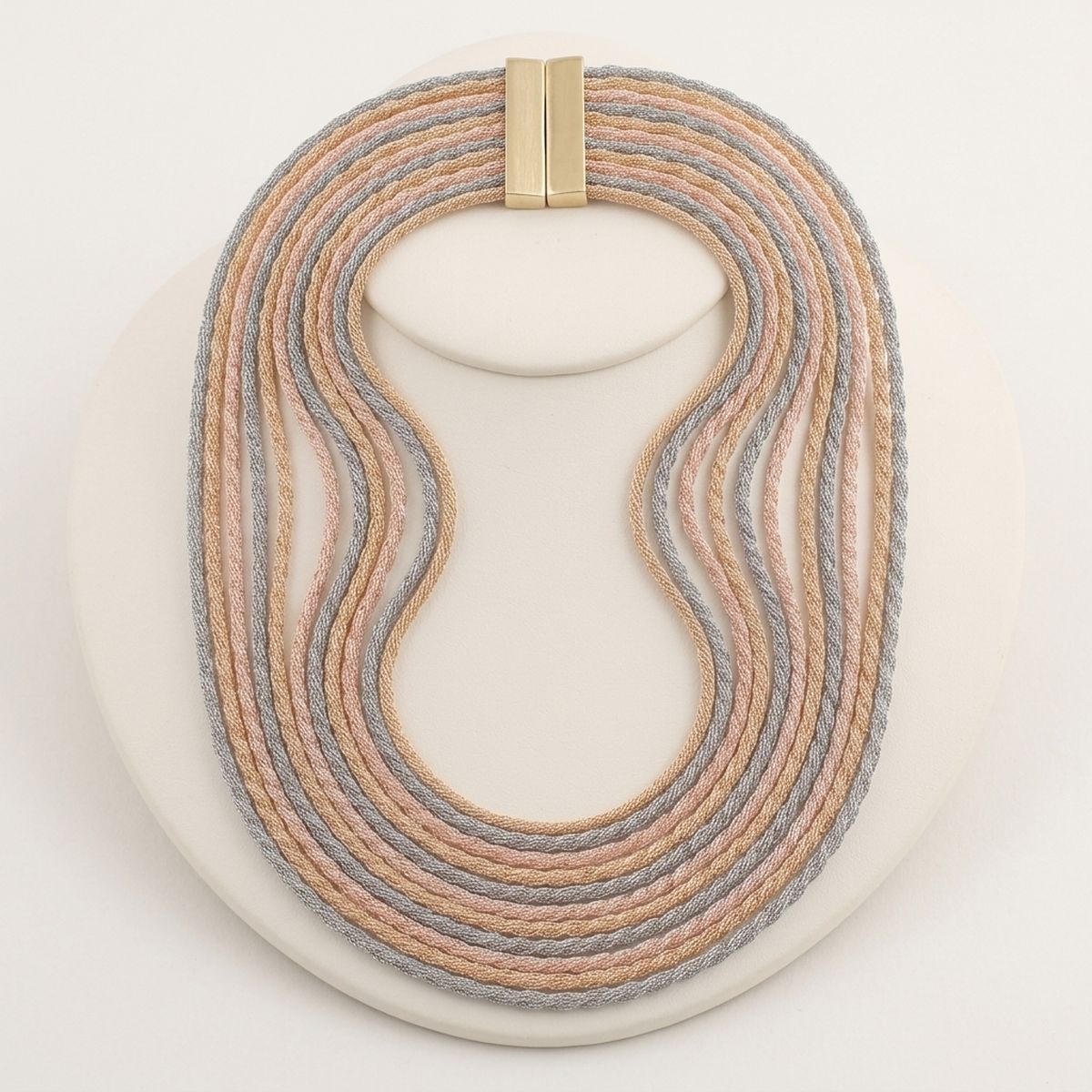 Mixed Metal Layered Magnetic Rope Chain Necklace