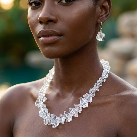 Translucent Clear Bead Rock Candy Necklace Set