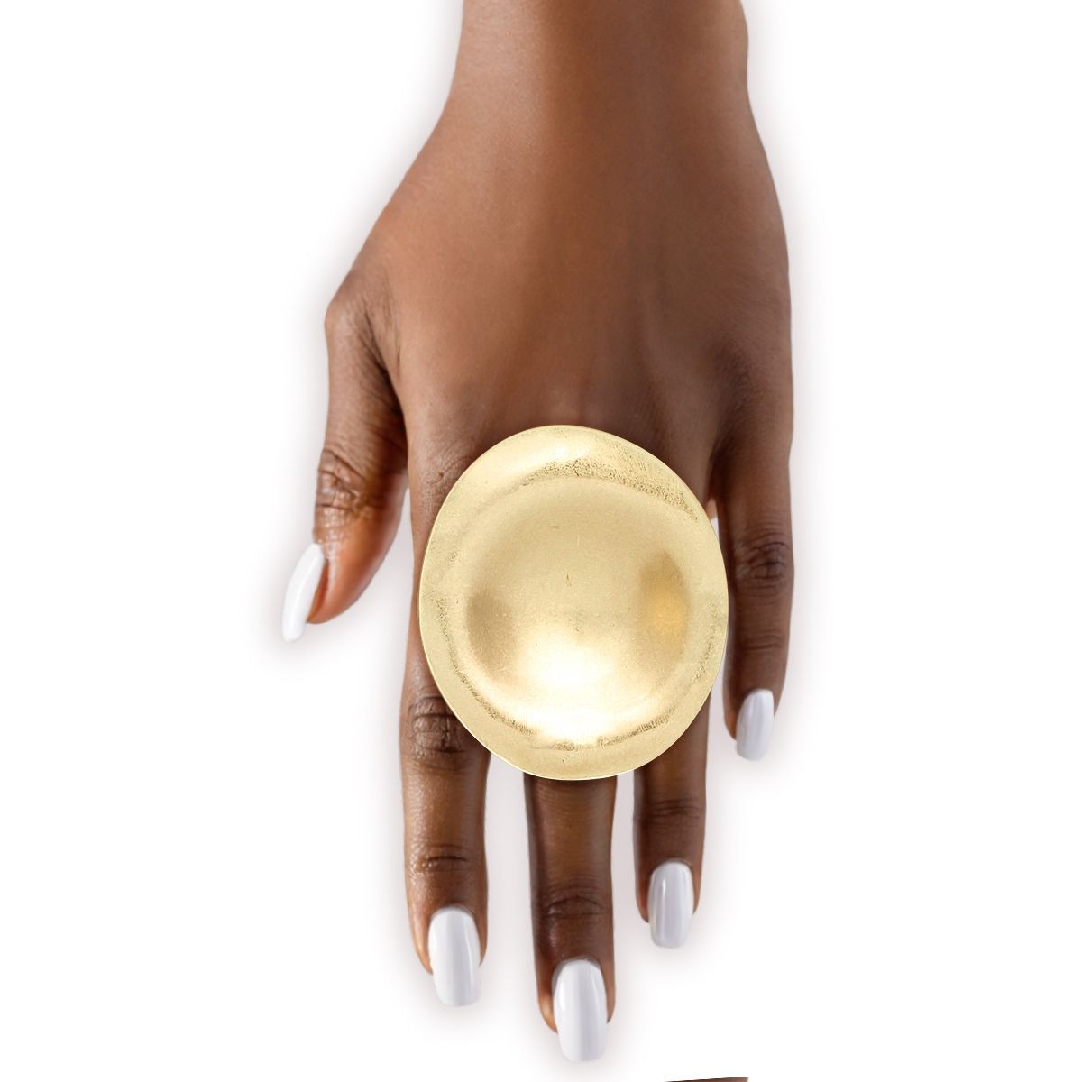 Ring XL Fierce Tribal Matte Gold Industrial Round