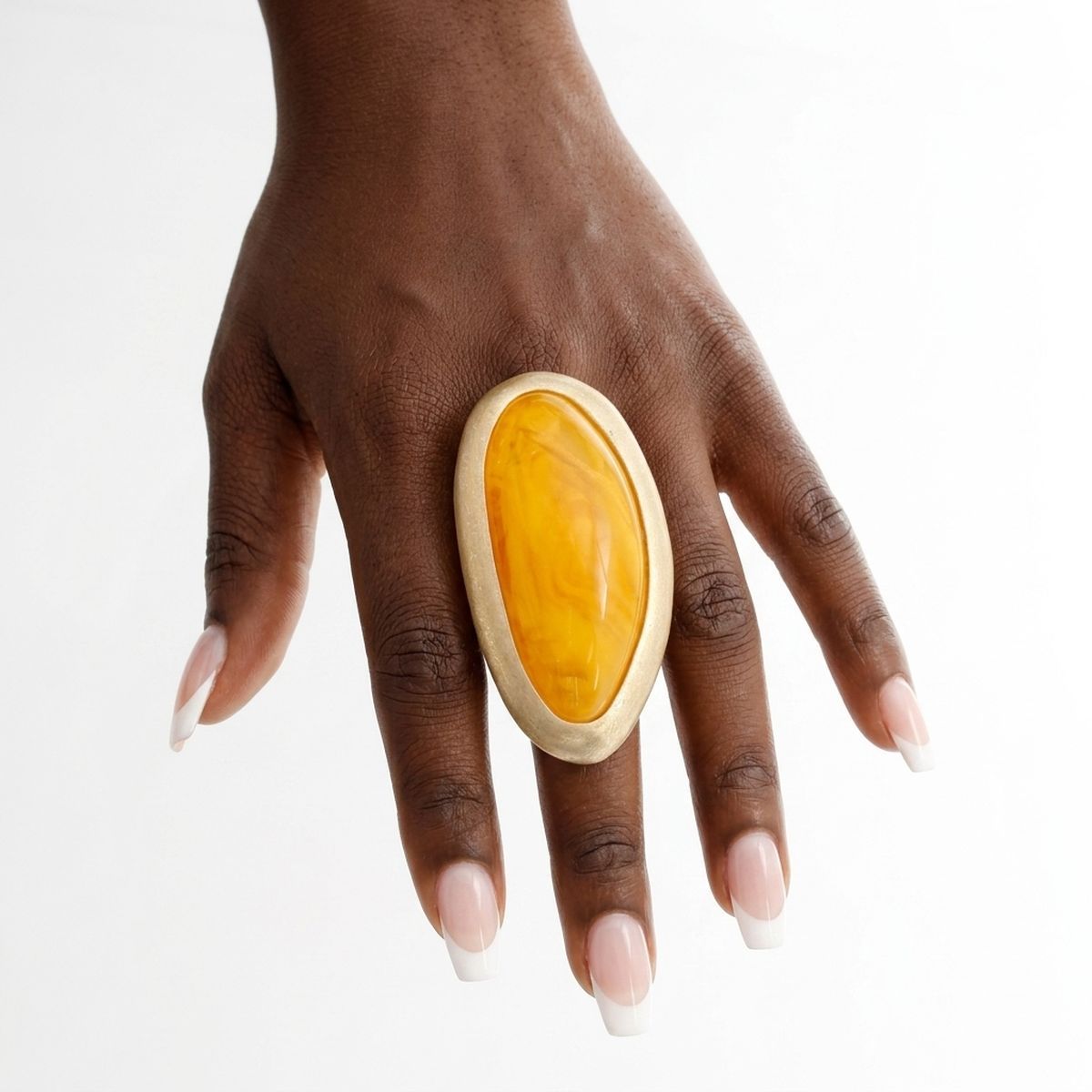 Marbled Mustard Oversized Organic Matte Gold Ring