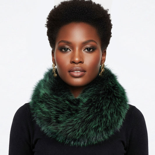 Scarf Luxe Faux Fur Green Collar Winter Stole
