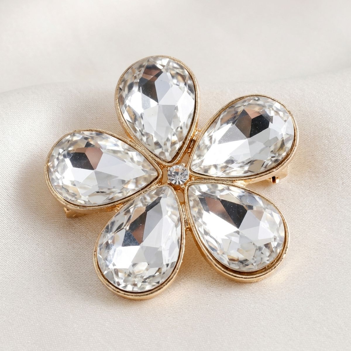 Gold Glass Crystal Daisy Flower Cuff Bracelet
