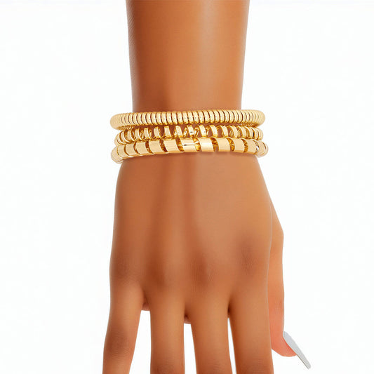 Bracelet Gold Coiled 3 Pcs Cuffs for Women - Premium Wholesale Jewelry from Pinktown - Just $14! Shop now at chiquestyles