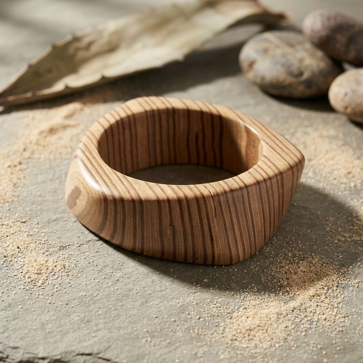 Bangle Light Wood Grain Pointed Edge Bracelet