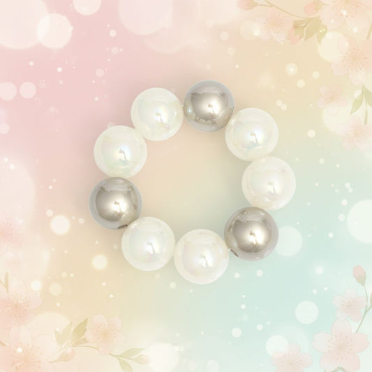 High Gloss Pearlescent White Brown 24mm Bracelet
