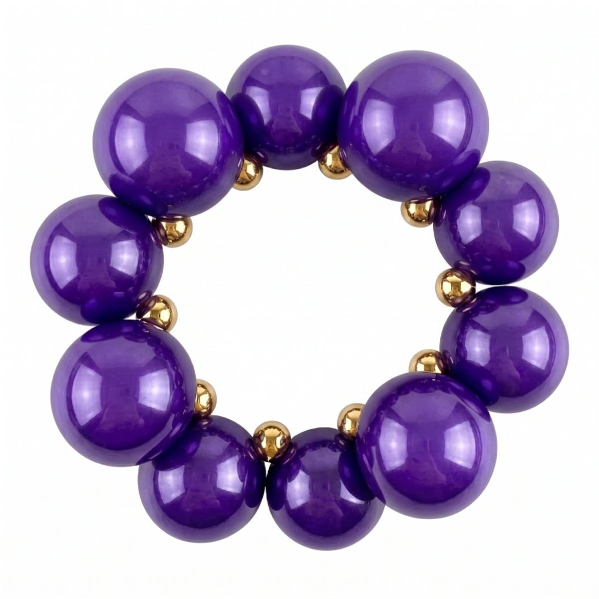 Dark Purple Marble Bubble Ball Bead Bracelet