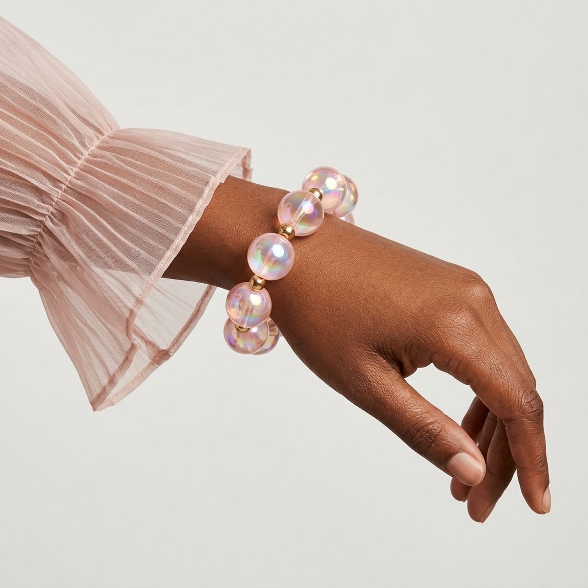 Bracelet Light Pink Iridescent Bubble Ball Bead