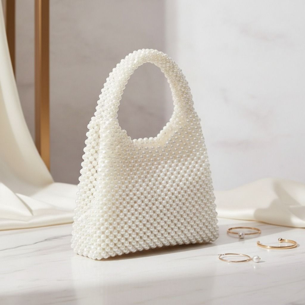 Top Handle Luxe Lady Cream Pearl Hollywood Handbag